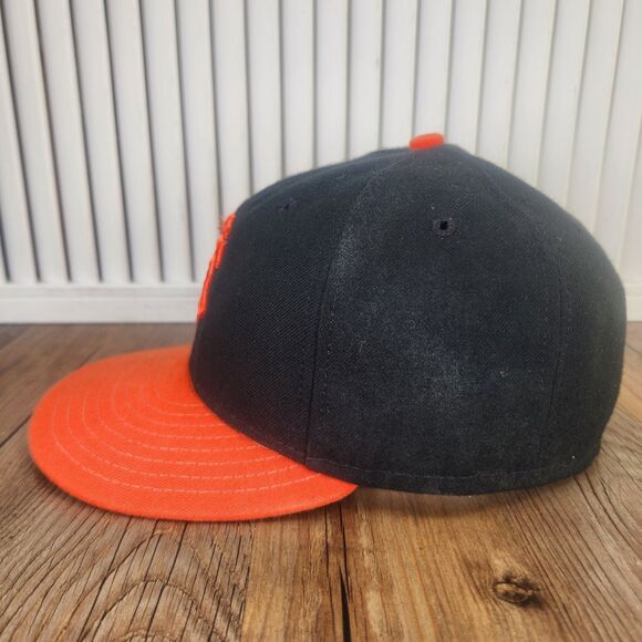 SF Giants New Era 59fifty USA Made Fitted 7 1/8" On Field Hat Cap Black Orange - Picture 6 of 10